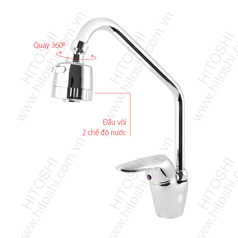 Vòi bếp nóng lạnh gắn chậu - HT610